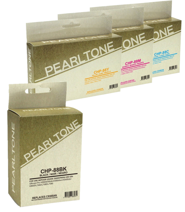 Pearltone® – Cartouche d'encre 88XL BK/C/M/Y rendement élevé paq.4 (HP88XLCL4) – Modèle économique. - S.O.S Cartouches inc.